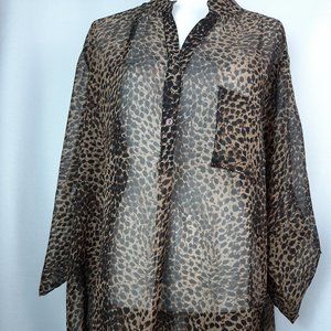 EUC Mix & Co Sheer Leopard print Tunic Top 3X